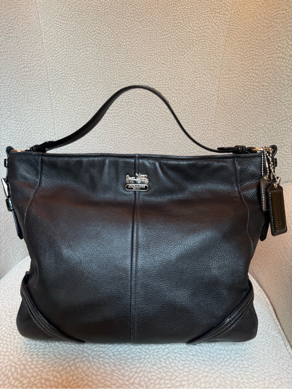 Coach Black Pebble Leather Shoulder Bag